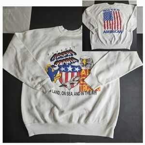 Vintage Tultex Double Graphic Sweatshirt Sz Large American Eagle American Troops